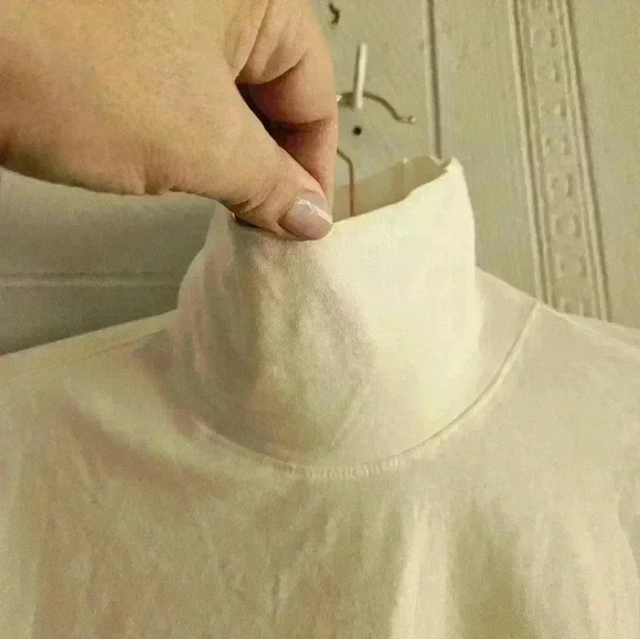 Divided by H&M Plus Ivory Cotton Cropped Mock Neck Long Sleeve Top Sz XXL NWT - Picture 4 of 12